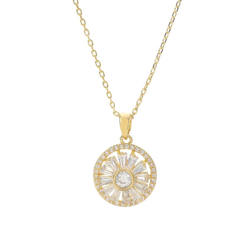 Dây chuyền JIUDUOLAN mặt tròn đính đá zircon sáng bóng sang trọng thời trang cho nữ