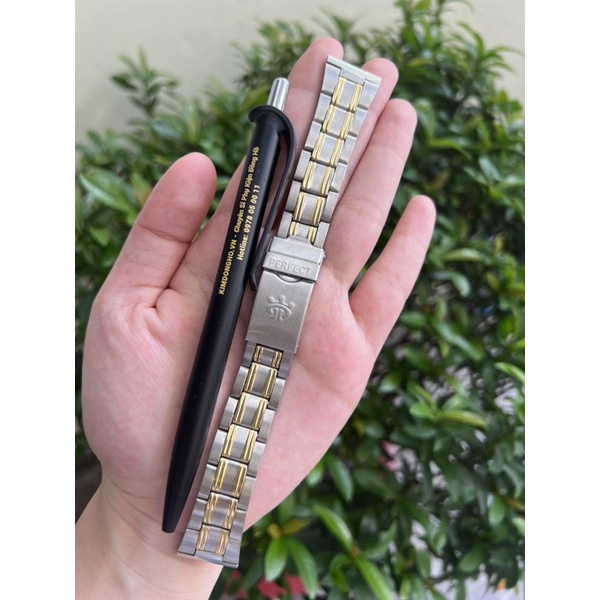 Dây Đeo Đồng Hồ Bằng Thép Không Gỉ Màu Vàng Pha Trắng size 20 20mm - mã 010
