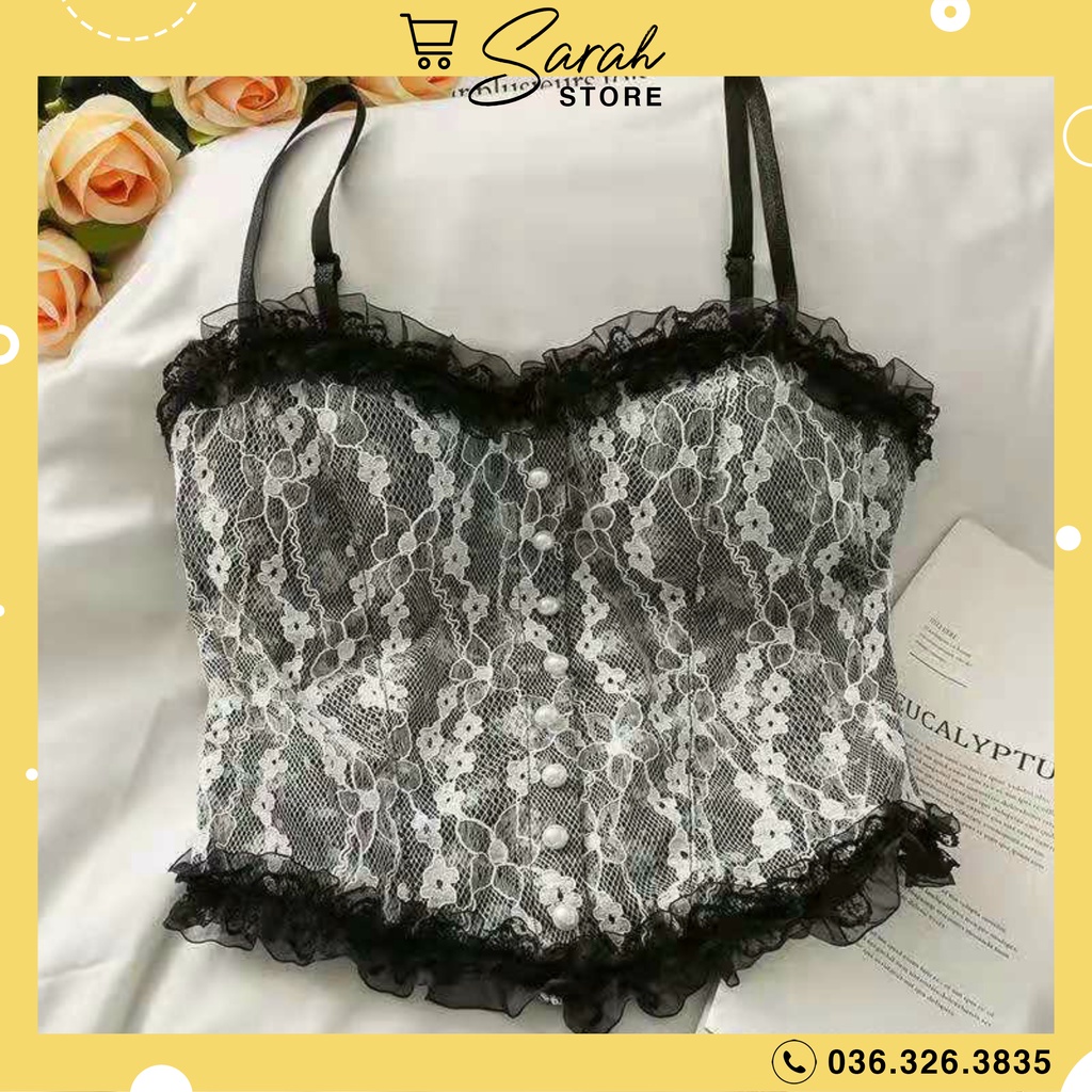 Áo Bra Ren 2 Dây Hoa Nhí Công Chúa Lolita Tiểu Thư Chun Lưng Co Dãn Siêu Xinh 1202