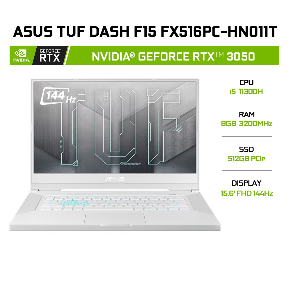 [ELGAME23 giảm 2tr]Laptop ASUS FX516PC-HN011T i5-11300H 8GB 512GB RTX3050 15.6' 144Hz W10