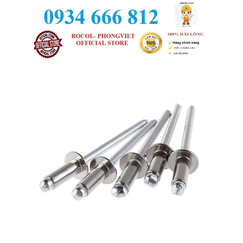50c Đinh rút rive inox304 toàn phần 4.0x10, 4.0x12, 4.0x16