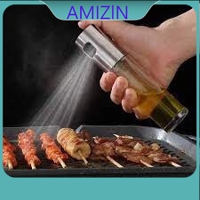 Bình xịt dầu ăn, phun xương 100ml cao cấp nắp inox thân thuỷ tinh