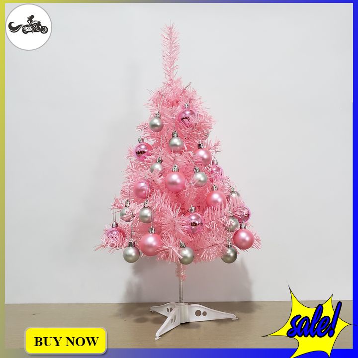 Cây thông Noel màu hồng 60cm full phụ kiện trang trí nhà, cửa hàng, bàn làm việc....lung linh hơn