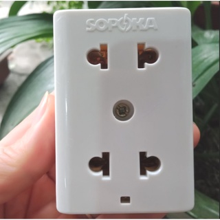 Ổ cắm 2 cửa sopoka - t30/e12 tiếp xúc đồng đàn hồi, chống cháy