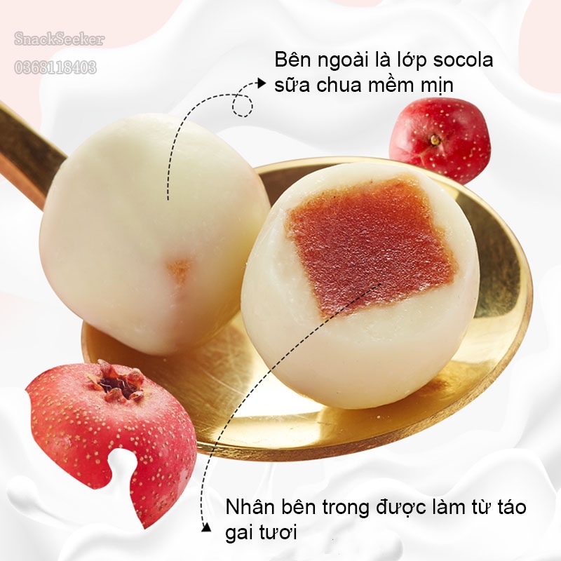 Kẹo Socola sữa chua nhân táo gai - SNACKSEEKER - Táo gai bọc socola - Đồ ăn vặt Trung Quốc