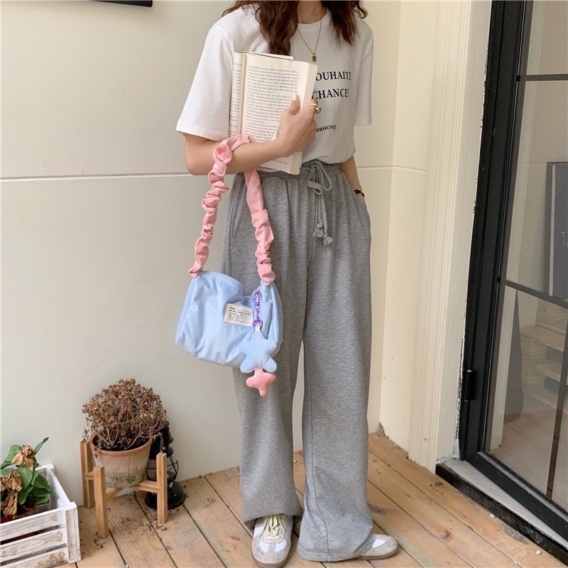 Túi đeo vai hottrend, túi vải nhiều màu pastel - phong cách hàng quốc