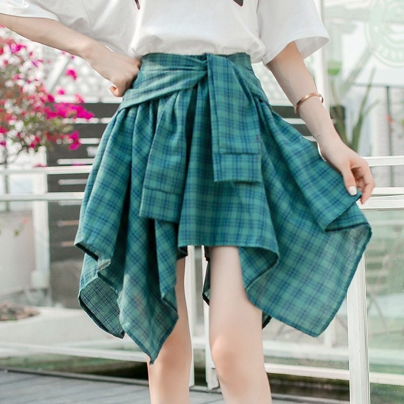 Chân váy cotton sọc caro đàn hồi quyến rũ | BigBuy360 - bigbuy360.vn