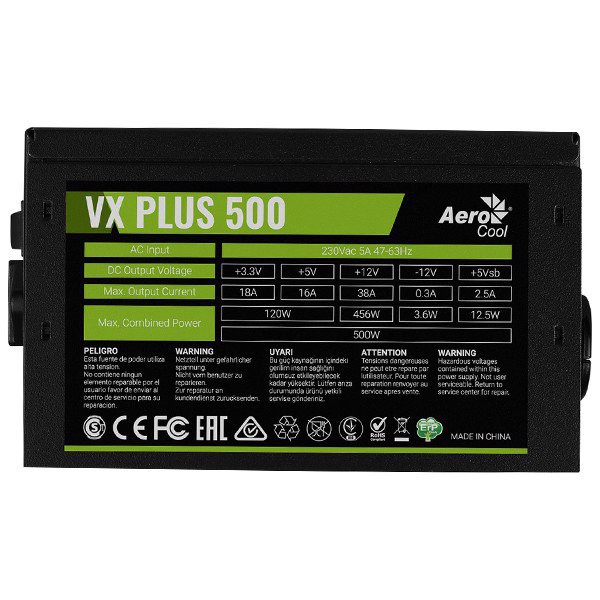 Nguồn Máy Tính AEROCOOL VX PLUS 500W - Hàng Chính Hãng 36th
