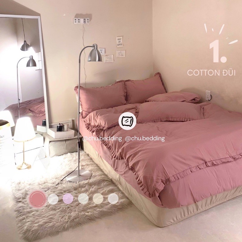 [HÀNG CÓ SĂN] Bộ chăn ga gối full 17 MÀU CHẤT LIỆU COTTON ĐŨI VIỀN BÈO | BigBuy360 - bigbuy360.vn