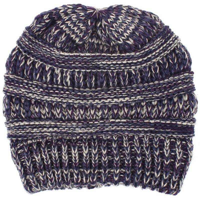 Mũ trùm đầu beanie dệt kim giữ tóc đuôi ngựa cao co giãn mềm mại thời trang mùa đông dành cho nữ