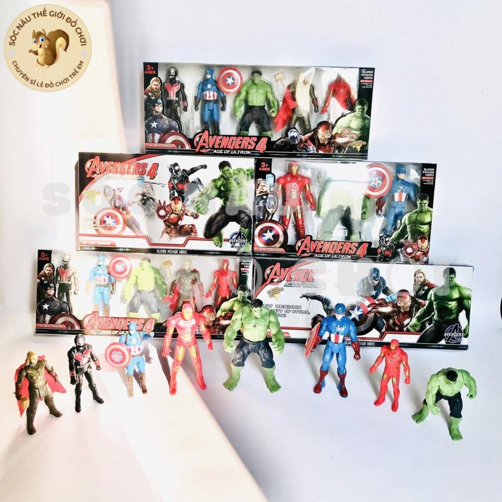 Đồ chơi nhân vật SIÊU ANH HÙNG Avenger Iron Man Captain Thor Hulk Ant Man có đèn led cử động khớp cho các bé Sóc Nâu