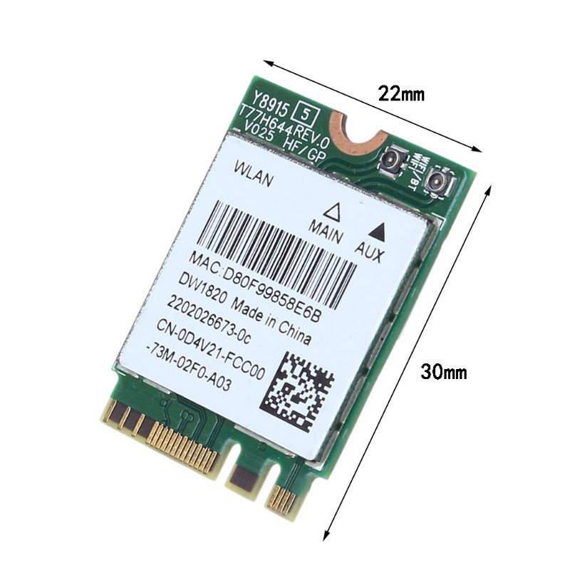Card wifi cho máy tính Dell 1820 Dw1820 Wnan Wifi 802.11ac+bt 4.1 M.2 Wifi D4V21 tiện dụng và bền