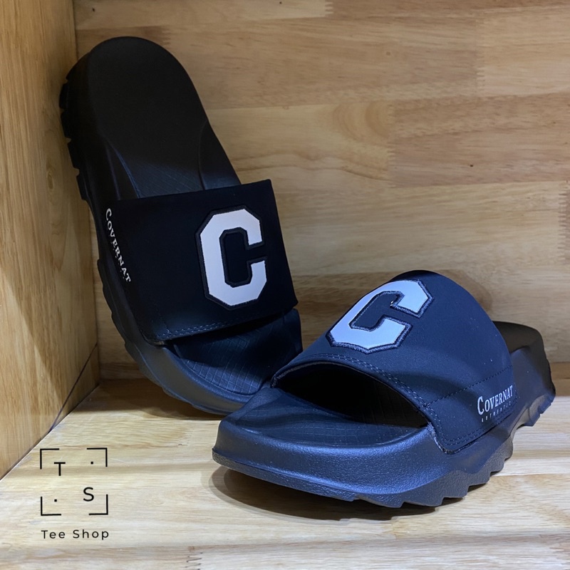 Dép Quai Ngang Đen Full - Chữ C thêu sắc nét