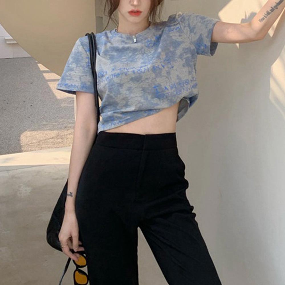 Áo thun tay ngắn dáng ôm mềm mại phong cách hồng kông thời trang mùa hè dành cho nữ