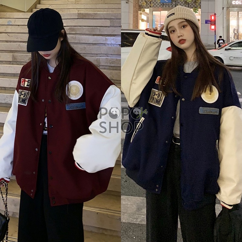Áo Khoác Bomber 19-91 Unisex Ulzzang Áo Bóng Chày Năng Động Thiết Kế 2021
