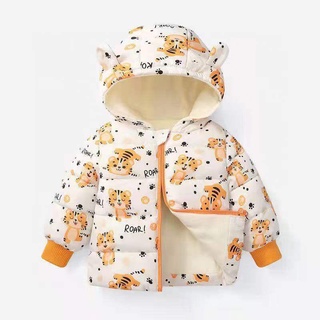 Áo khoác trẻ em, áo khoác phao tai gấu nót nỉ dày cho bé trai bé gái AP05