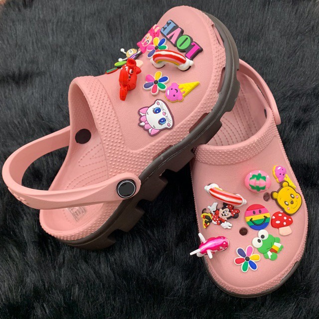 Dép sục Cross nữ, croos màu hồng full size 35 đến 44, tặng sticker gài dép kèm hộp