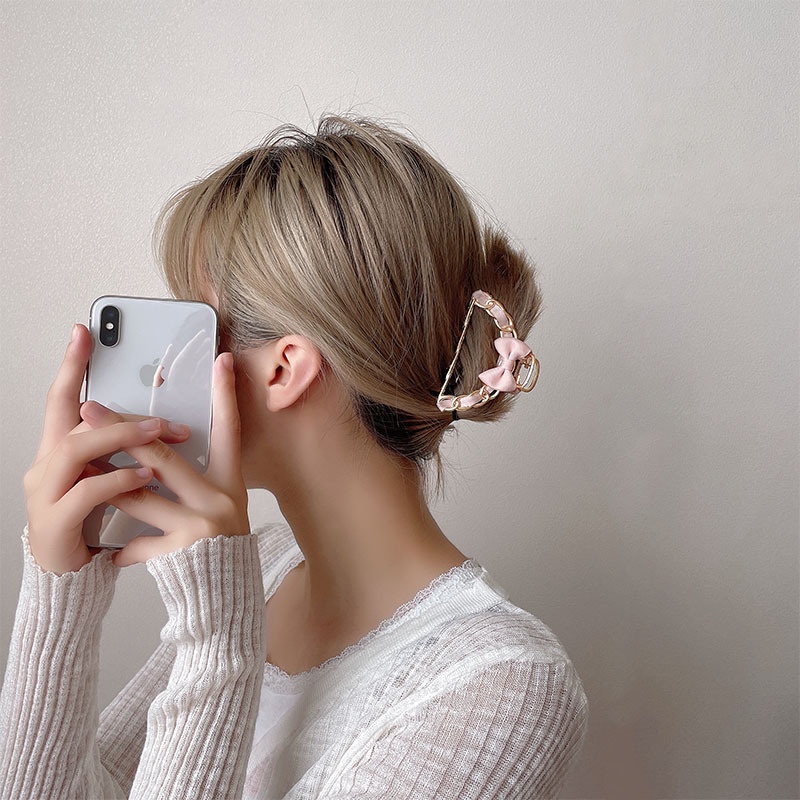 Kẹp Tóc Đính Nơ Sau Lưng Thanh Lịch Phong Cách Hàn Quốc