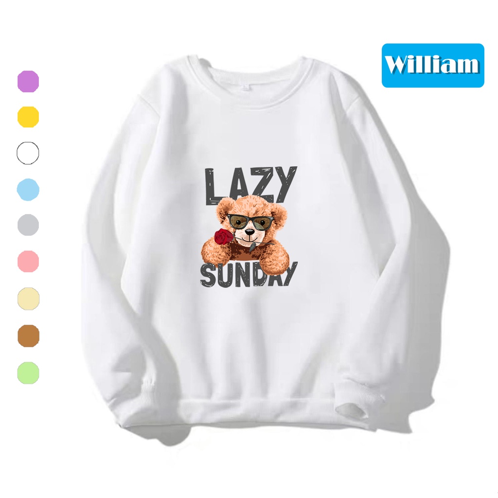 Áo sweater nam nữ in hình Gấu cực cute chất nỉ dày dặn, hợp làm áo cặp William - DS188