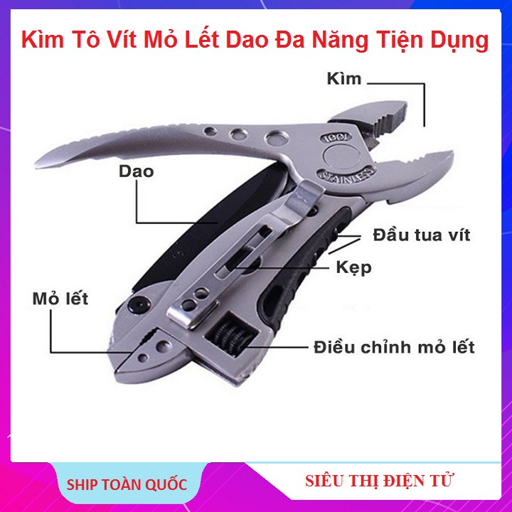 Kìm Gấp Gọn Đa Năng, Tô Vít - Mỏ Lết - Dao Bỏ Túi Du Lịch Chất Liệu Thép Không Gỉ Chất Lượng Cao