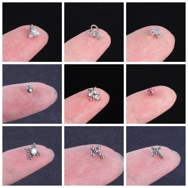 1 Bộ Khuyên Xỏ Cơ Thể 2.5 / 3 / 4mm Bằng Thép