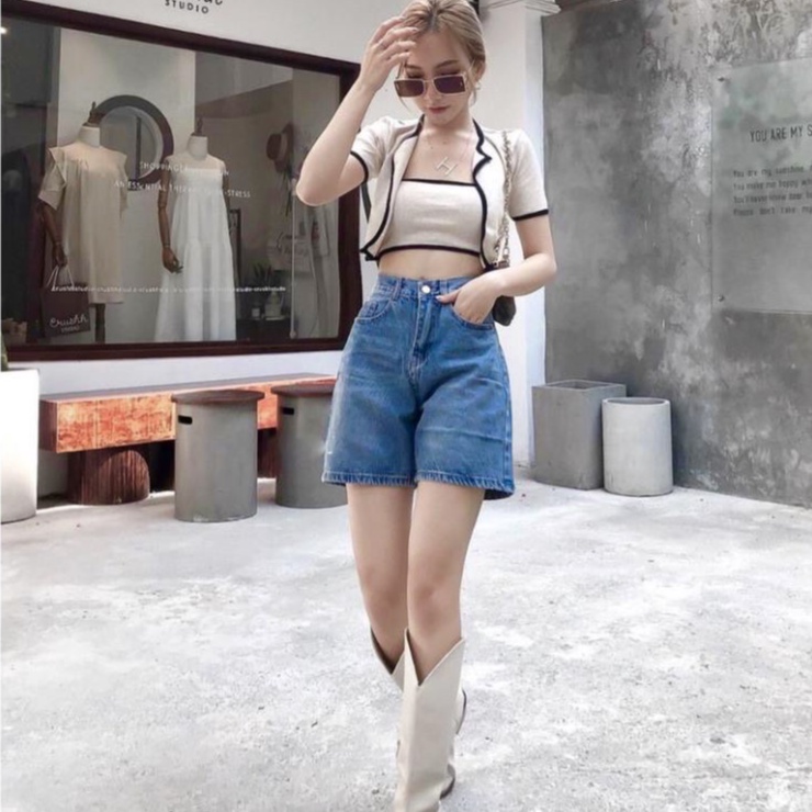 Quần Short jean nữ chất bò trơn mềm xinh xắn | BigBuy360 - bigbuy360.vn