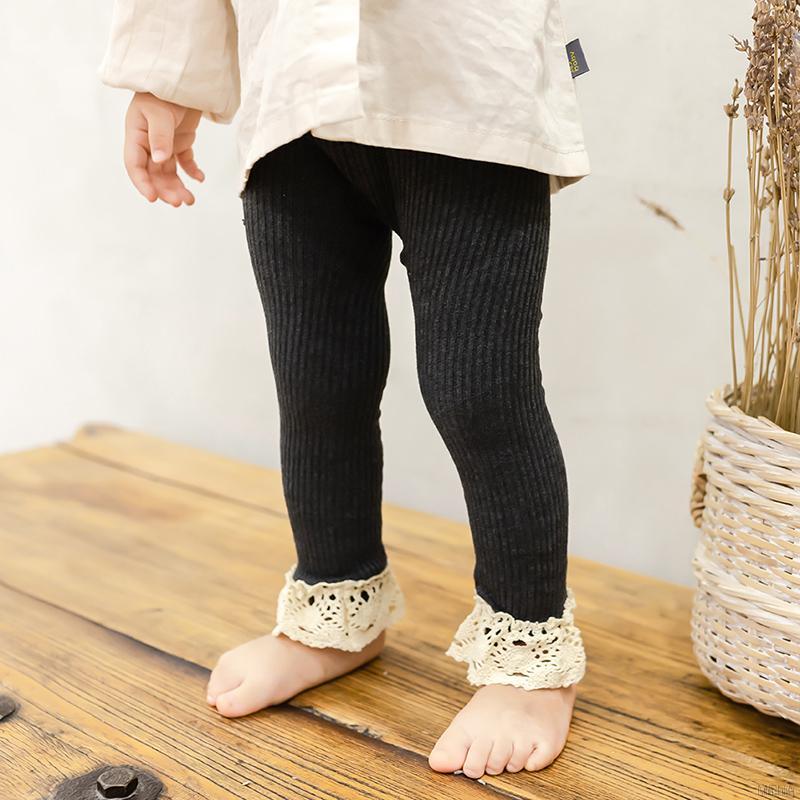 Quần Legging Dệt Kim Phối Ren Cho Bé Gái