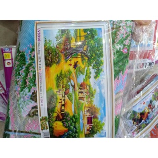 Tranh thêu quê hương Việt Nam yên bình kt 160*80cm (hình thật )