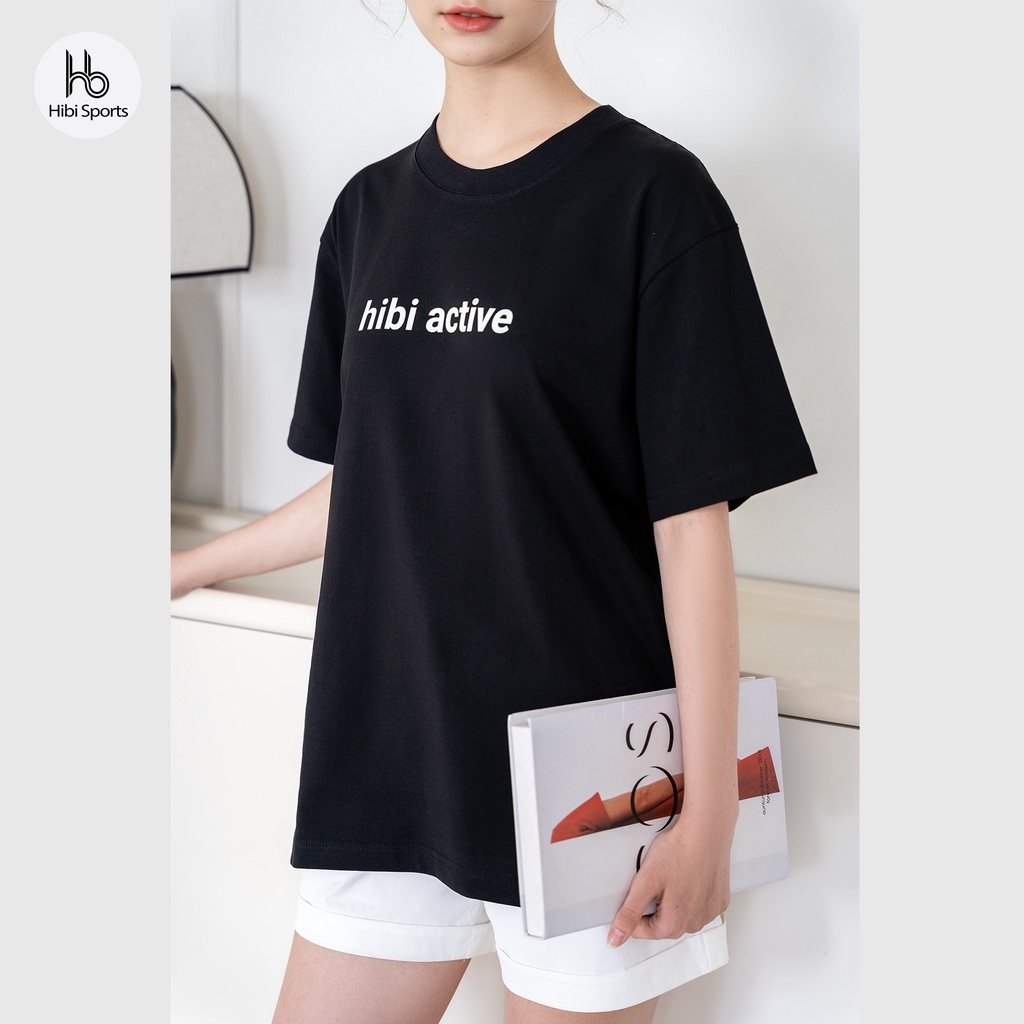 Áo thun tay lỡ Hibi Sports chữ HIBI ACTIVE ST001 kiểu phông unisex nam nữ, vải cotton Premium, form oversize