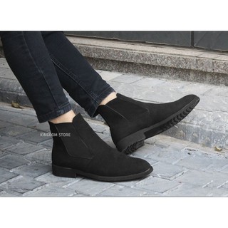 Giày cao cổ chelsea boots nam , da bò thật,đế đúc cao su thời trang (ảnh thật)