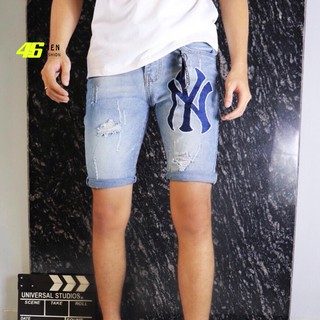 Quần short jean nam, thêu logo chữ cao cấp MFS014
