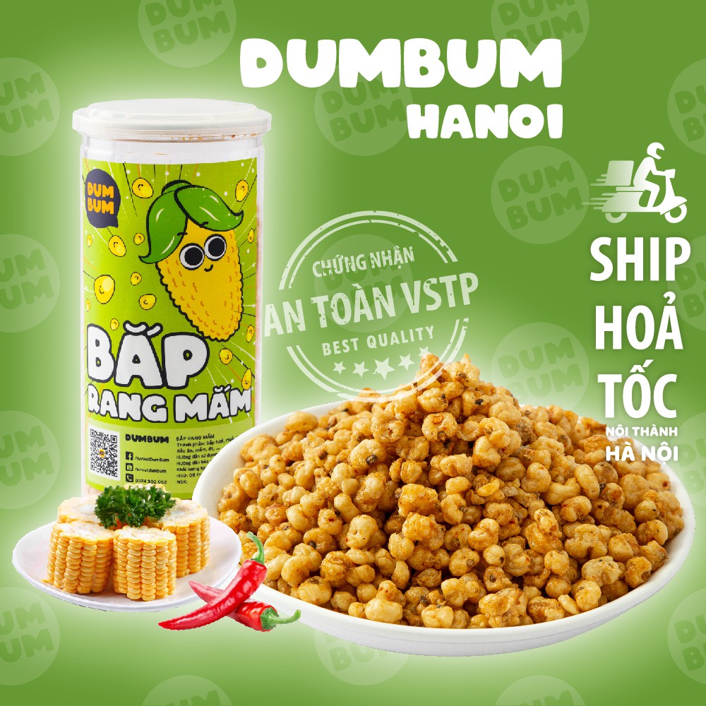 Ngô giòn xóc mắm cay DumBum 350g, đồ ăn vặt Hà Nội