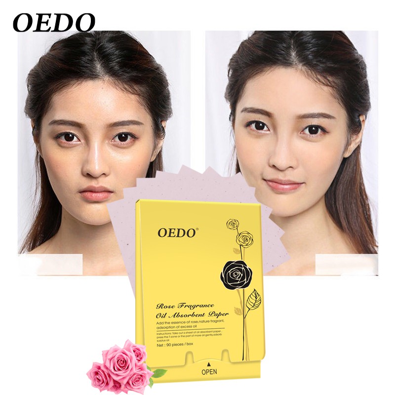 Giấy thấm dầu hương hoa hồng kiểm soát dầu làm trắng da chăm sóc mặt OEDO sóc mặt Vệ Sinh Dầu Nhờn Thừa Trên Da Mặt