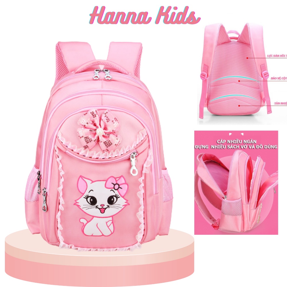 Balo đi học cho bé gái mẫu giáo, cấp 1, mầm non, tiểu học (từ 3 đến 12 tuổi) hình mèo con dễ thương