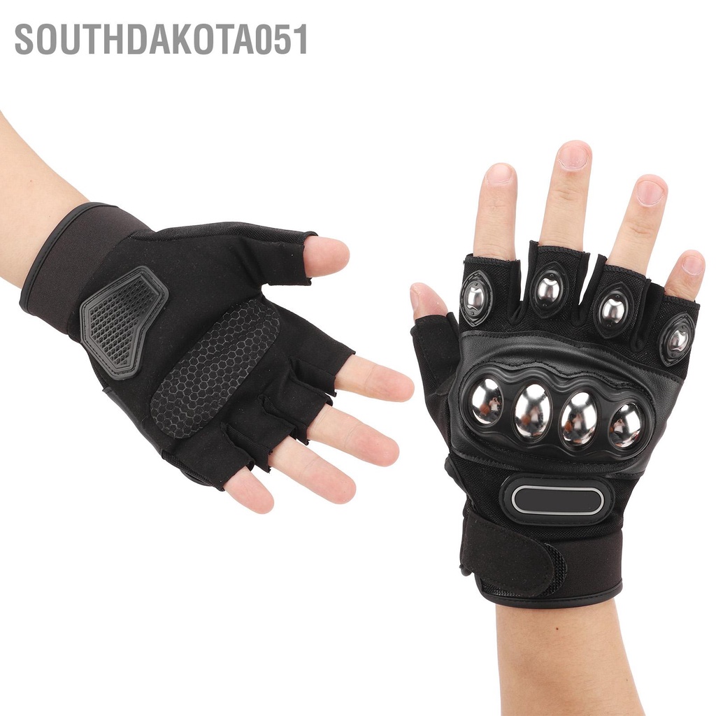 Southdakota051 2 cái Găng tay đi xe đạp Màu đen Thoáng khí Nửa ngón Nylon có thể điều chỉnh được công thái học cho ngoài trời Một kích thước