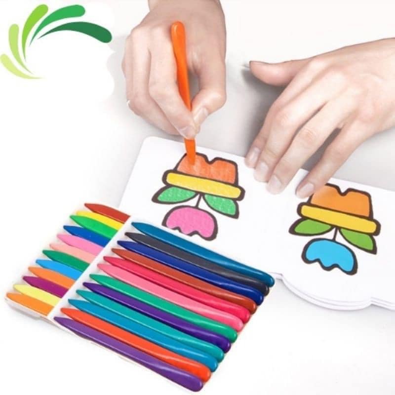 Bút Sáp Màu Hữu Cơ 12-18-24-36 Màu Không Dính Tay, An Toàn Cho Sức Khỏe