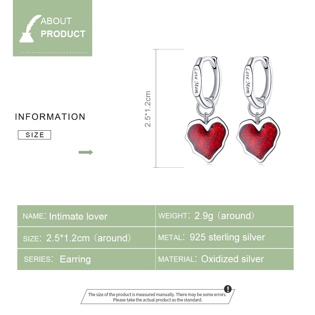 Hoa Tai Bamoer BSE484 Hình Trái Tim Từ Bạc 925 Dát Đá Cubic Zircon Dành Cho Nữ