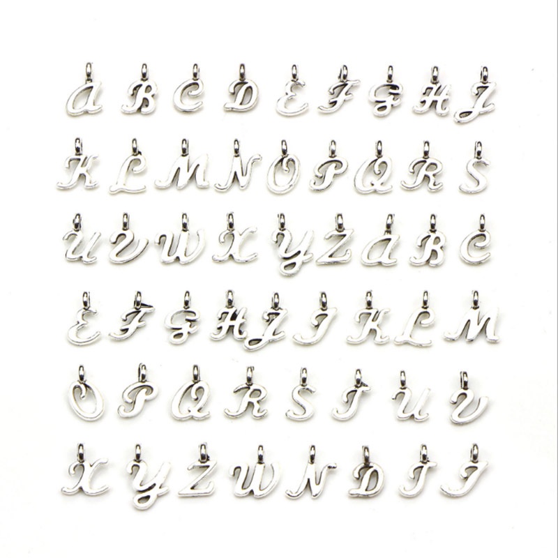 Set 26 Mặt Dây Chuyền 5*10mm Hình Chữ Cái Tiếng Anh