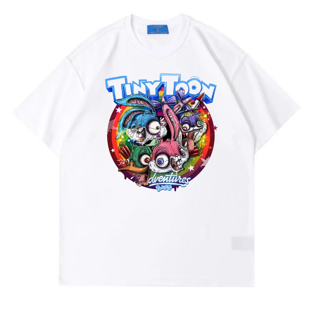 Áo Thun Oversized Tâm Lý "Tiny Toon" | Trắng | Looney Tunes | Áo Thun Hoạt Hình | Áo Thun Oversize | Phong Cách Cổ Điển | Áo