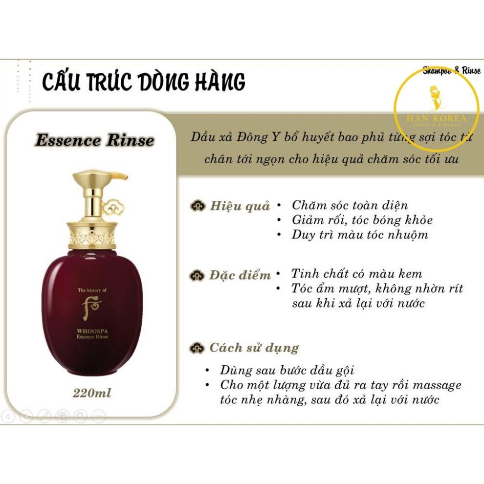 Gội xả đông y Whoo Spa, Giảm rụng, giúp tóc chắc khỏe, chăm sóc tóc mềm mượt chuyên sâu chuẩn Spa Hân Korea