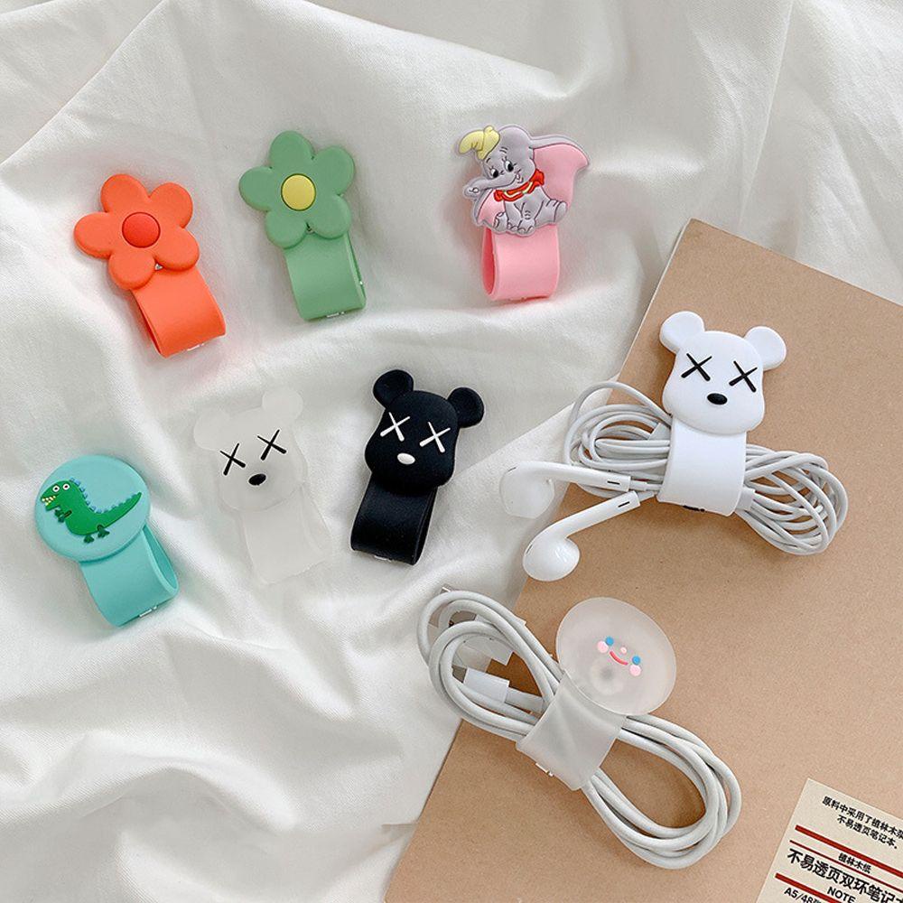 Glenes Dụng Cụ Quấn Bảo Vệ Dây Cáp Sạc USB Kiểu Hoạt Hình Dễ Thương|Dụng Cụ Kẹp Dây Cáp Bằng Silicone Tiện Dụng