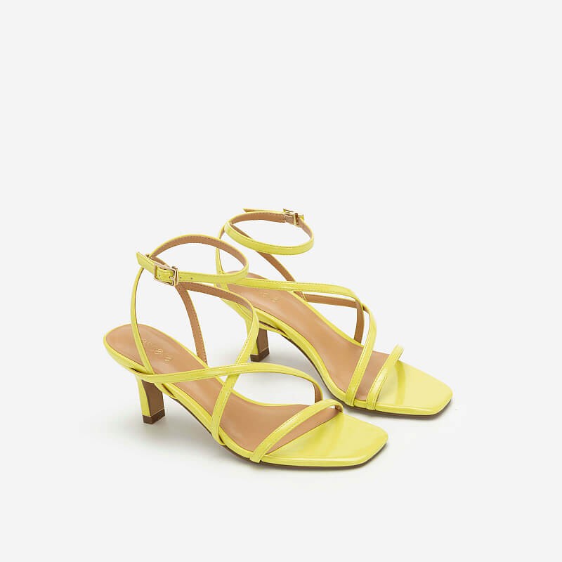 Vascara Giày Sandal Cao Gót Quai Mảnh SDN 0666 Màu Vàng Neon