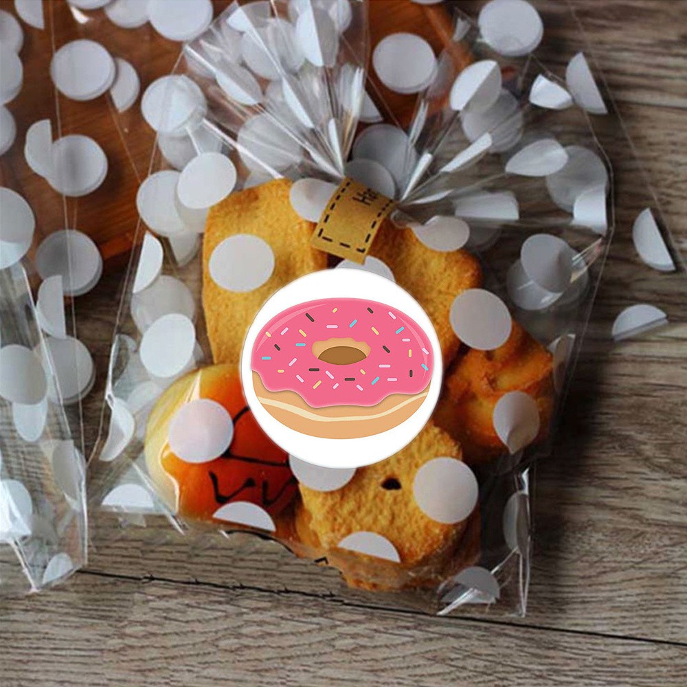 UFANSM 500 Nhãn Dán Giấy Hình Bánh Donut Dùng Trang Trí Hộp Quà