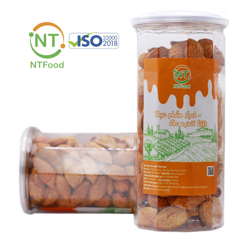 [Mã BMBAU50 giảm 7% đơn 99K] Hạnh nhân nguyên vỏ rang bơ NTFood hủ pet 450 Gr - Nhất Tín Food