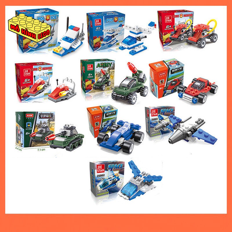 Đồ chơi lắp ráp lego giá rẻ Jie star mô hình các phương tiện giao thông, quân sự mini cho bé