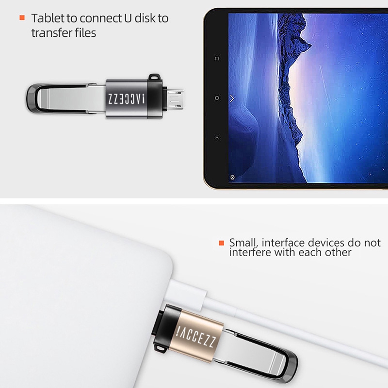 ACCEZZ Bộ chuyển đổi USB OTG Micro Male sang USB3.0 cho Đầu nối bàn phím chuột đồng bộ hóa dữ liệu Android OPPO