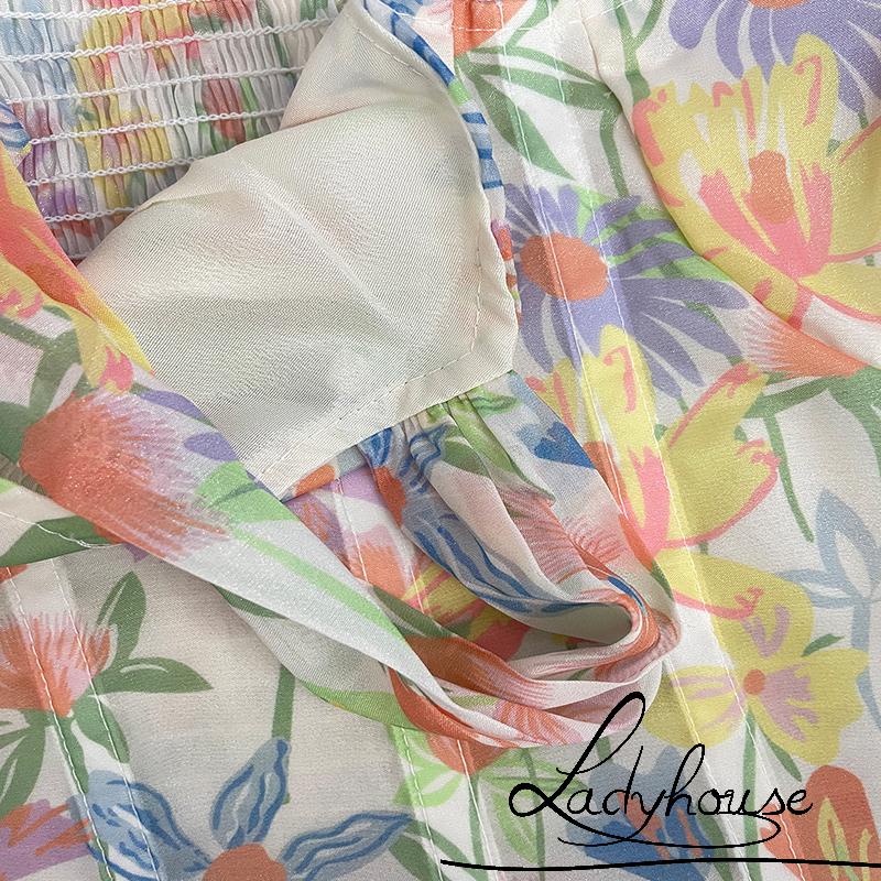 Áo Croptop Hai Dây In Hoa Gợi Cảm Cho Nữ