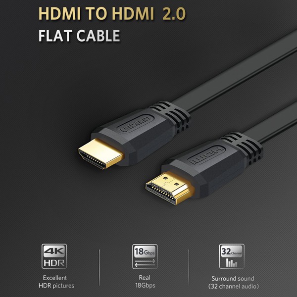 Cáp HDMI 2.0 Dây Dẹt Ugreen chính hãng 4k x 2k 3D 50819 70159 50820 50821 AD015