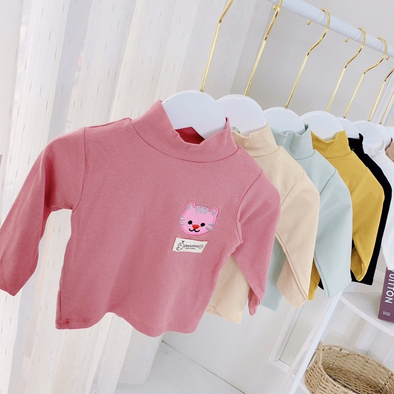 Áo Cotton Len Cổ 3 Phân Giữ Nhiệt Cho Bé