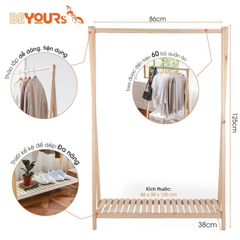 Giá Treo Quần Áo Gỗ BEYOURs - Kệ Gỗ Cây Sào Treo Quần Áo A Hanger 1FM Lắp Ráp Dễ Dàng - Nội Thất Phòng Ngủ